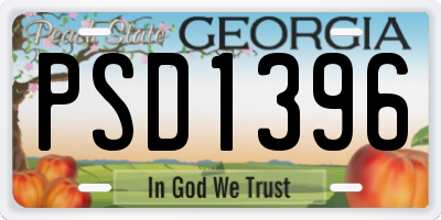 GA license plate PSD1396