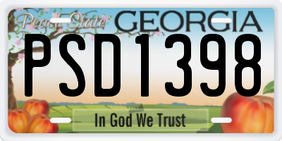 GA license plate PSD1398