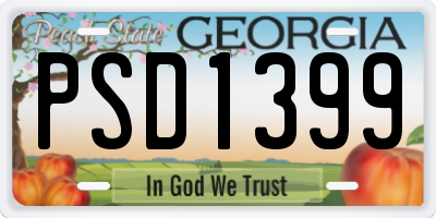 GA license plate PSD1399