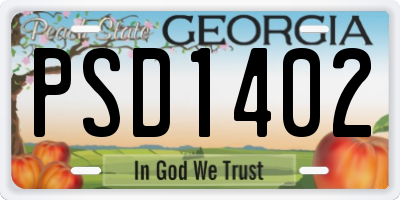 GA license plate PSD1402