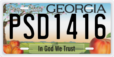 GA license plate PSD1416