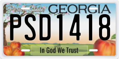 GA license plate PSD1418