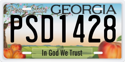 GA license plate PSD1428