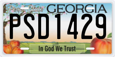 GA license plate PSD1429