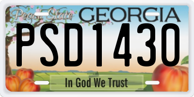 GA license plate PSD1430