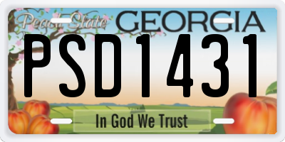 GA license plate PSD1431