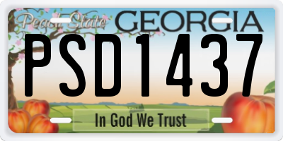 GA license plate PSD1437