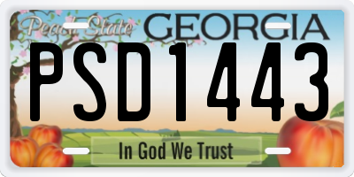 GA license plate PSD1443