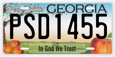 GA license plate PSD1455