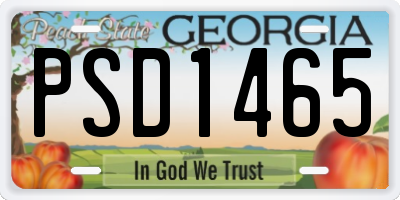 GA license plate PSD1465