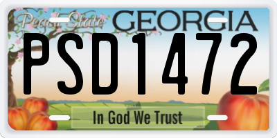 GA license plate PSD1472