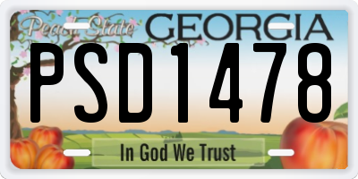 GA license plate PSD1478