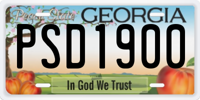 GA license plate PSD1900