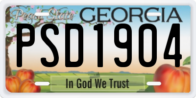 GA license plate PSD1904