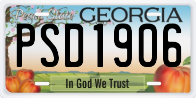 GA license plate PSD1906
