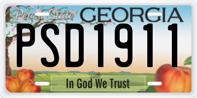 GA license plate PSD1911
