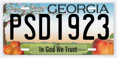 GA license plate PSD1923