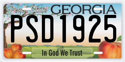 GA license plate PSD1925