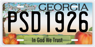 GA license plate PSD1926
