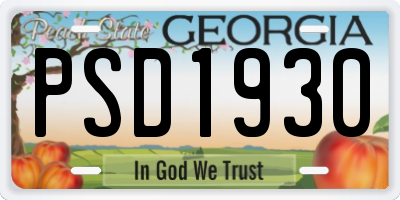 GA license plate PSD1930