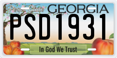 GA license plate PSD1931