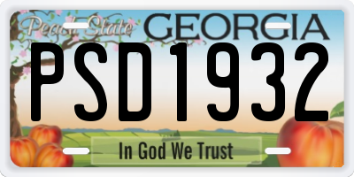 GA license plate PSD1932