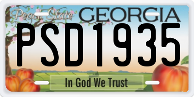 GA license plate PSD1935