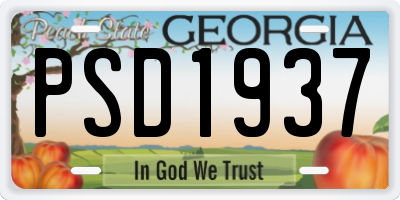 GA license plate PSD1937