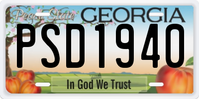 GA license plate PSD1940