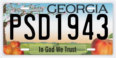GA license plate PSD1943