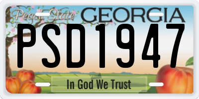 GA license plate PSD1947