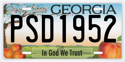 GA license plate PSD1952