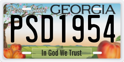 GA license plate PSD1954
