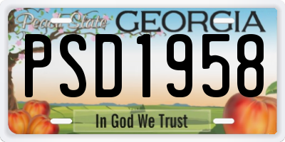 GA license plate PSD1958