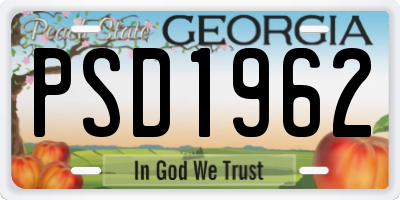 GA license plate PSD1962