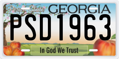 GA license plate PSD1963