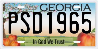 GA license plate PSD1965
