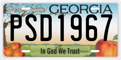 GA license plate PSD1967