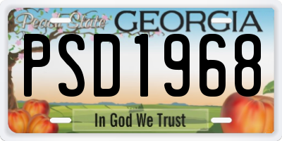 GA license plate PSD1968
