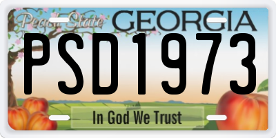 GA license plate PSD1973