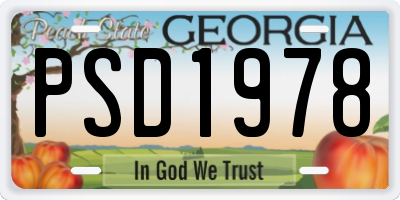 GA license plate PSD1978