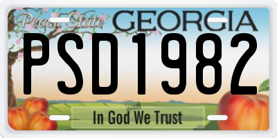GA license plate PSD1982