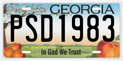 GA license plate PSD1983