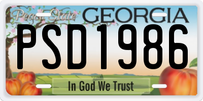 GA license plate PSD1986