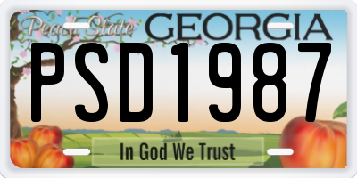 GA license plate PSD1987