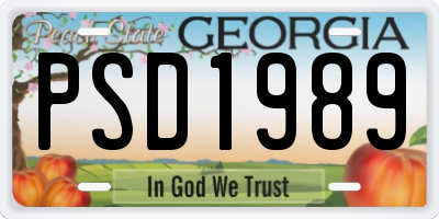 GA license plate PSD1989