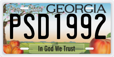 GA license plate PSD1992