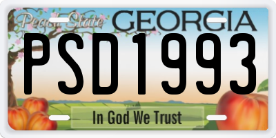 GA license plate PSD1993