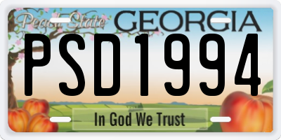 GA license plate PSD1994
