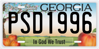 GA license plate PSD1996